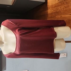 Stretchy pleather long sleeve red top